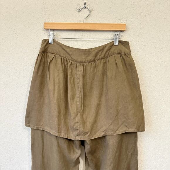 GIUSTO DAMA Skirted Pants Brown Wrap Straight Leg Linen Lightweight - Picture 8 of 15